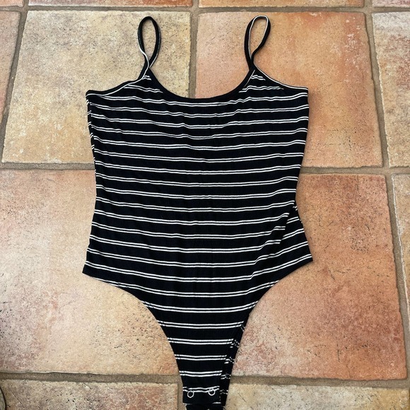 Double Zero Tops - Striped tank bodysuit Medium
